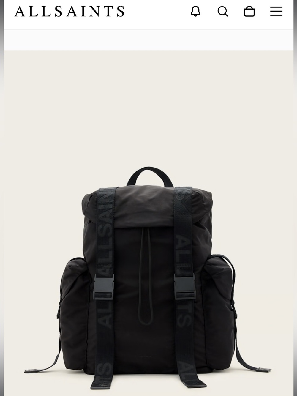 AllSaints Black Men’s Mars recycled backpack